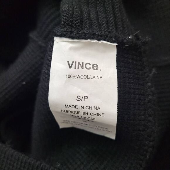 Vince Ribbed 100% Wool Black Sweater Jacket Sz S Heavy Knit Asymmetric Zip - Picture 7 of 10